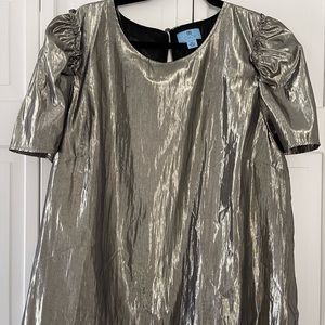Cece puff sleeve gold lamé blouse